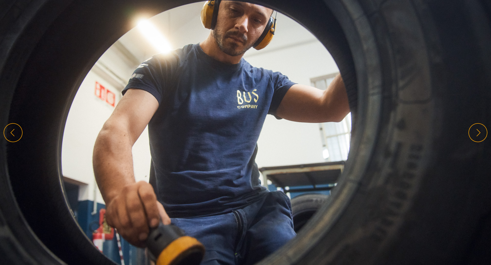 Employee working on a tire