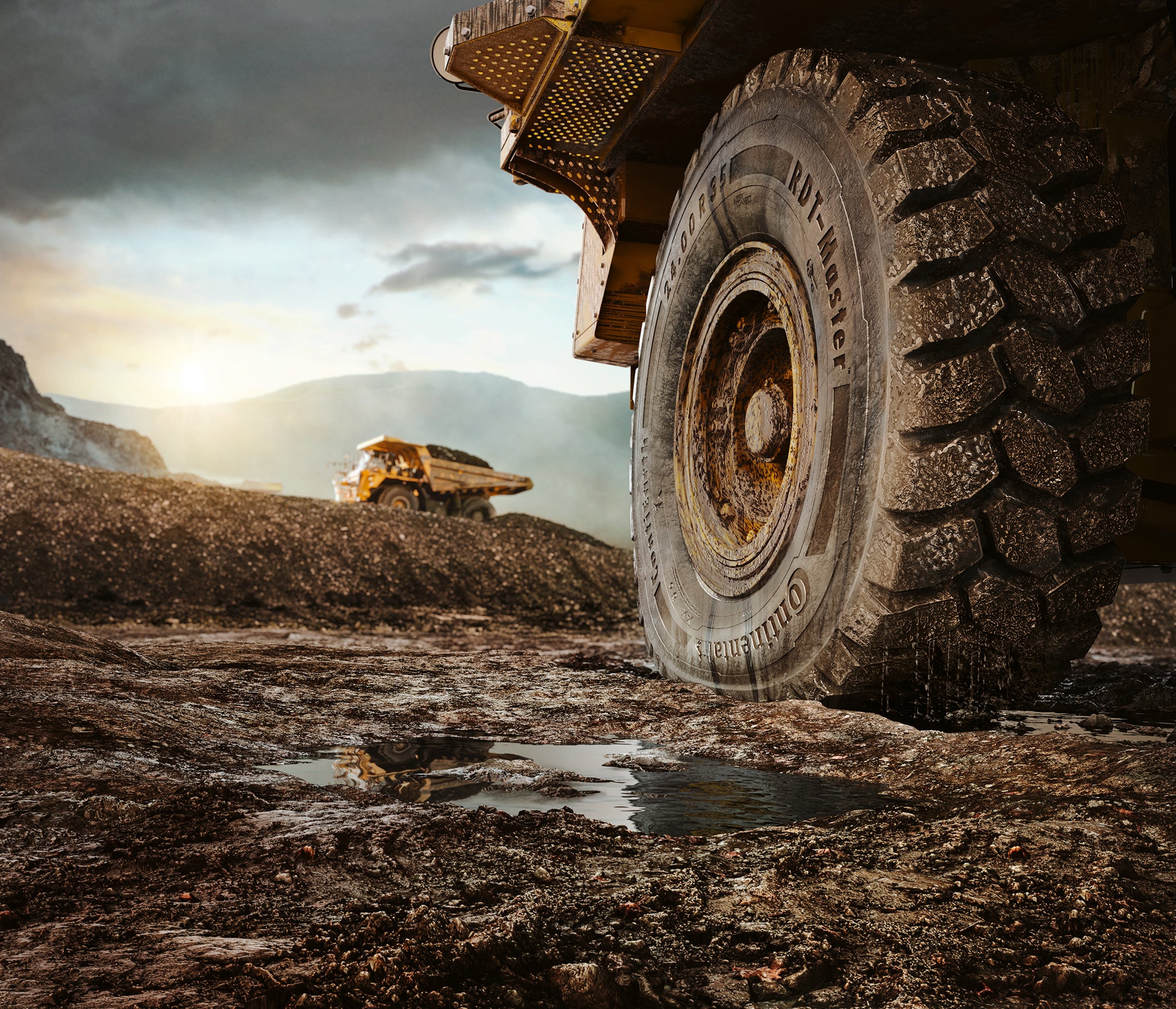 View on a tire on a mine.