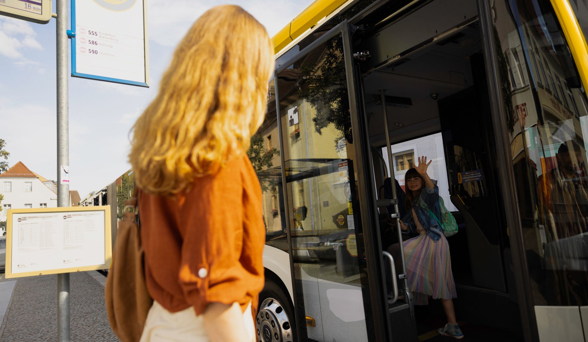 Mother and Daughter Bus Scene Conti Urban HA 5 tires come with improved rolling resistance