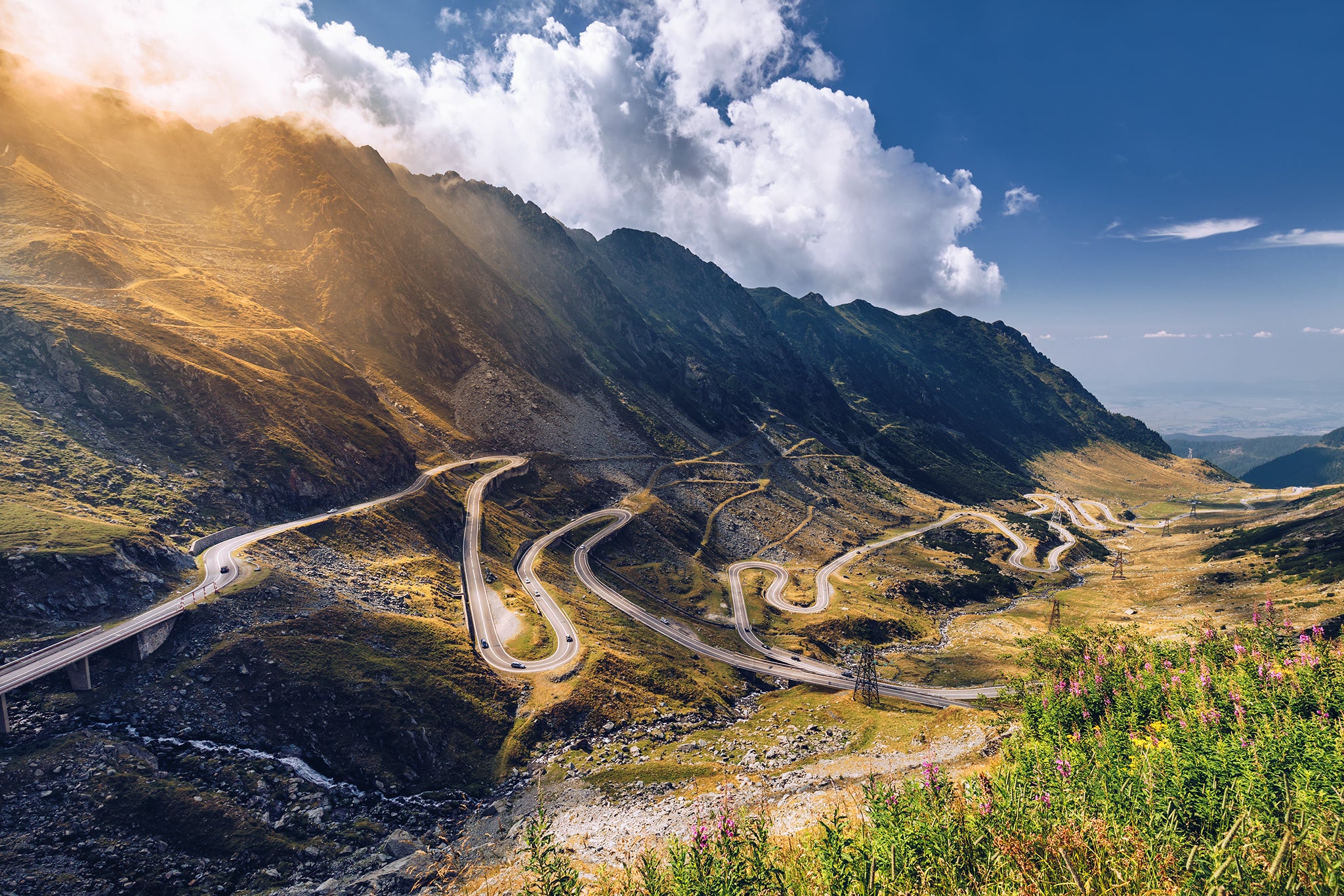 Transfagarasan pass in summer. Crossing Carpathian mountains in Romania, Transfagarasan is one of the most spectacular mountain roads in the world.